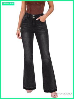 High Waisted Bootcut Jeans Stretchy Shaping Curvy Stretch Denim